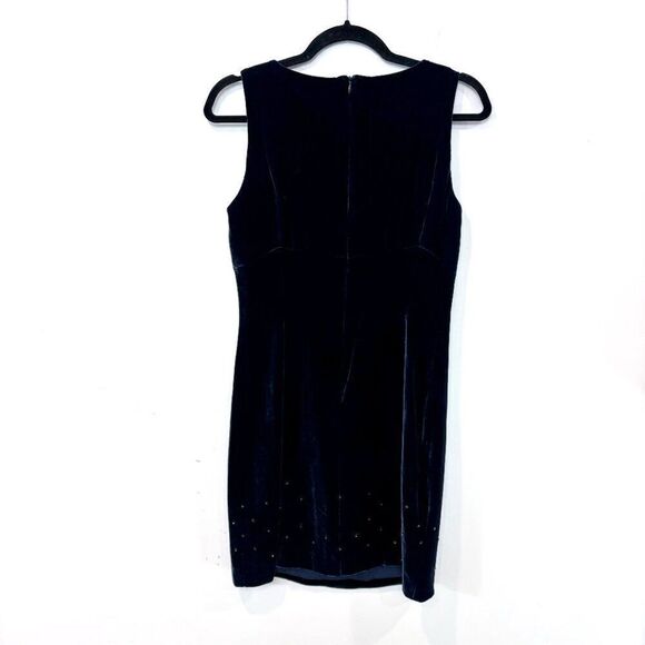 Ralph Lauren Women's Slim Fit Blue Silk Velevt Dress sz 8 - Picture 8 of 10